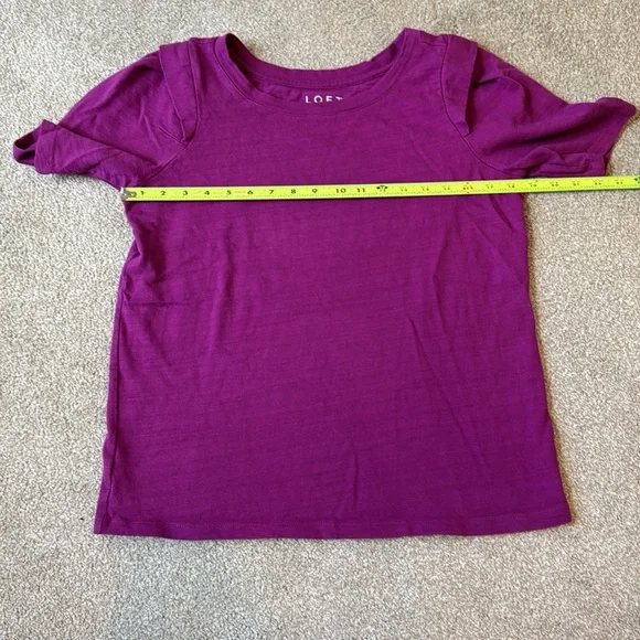 LOFT Rich Purple Amethyst Short Sleeve Sweatshirt Sweater Tee Women's Size Small - Picture 6 of 8